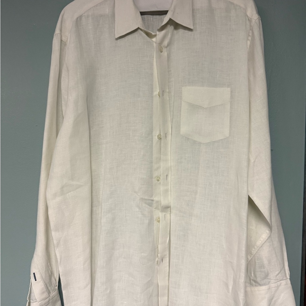 UnTUCKit Men's Classic White Long-Sleeve Button-Up linen Shirt 2XL